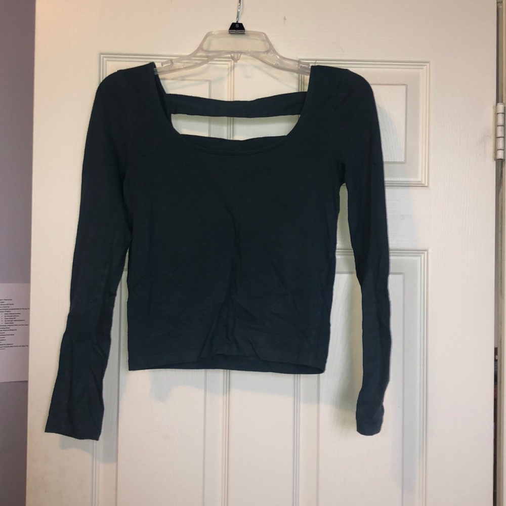 Dark Teal Long Sleeve Crop Top
